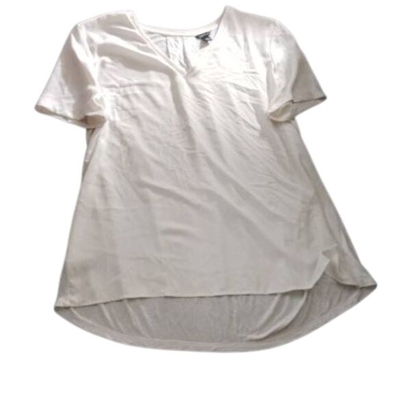 Ann Taylor White Asymmetrical Relaxed T-Shirt - Picture 1 of 3